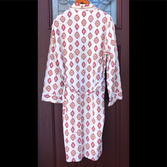 Vintage Men’s Light Cotton Robe 60s Gray Red Gold